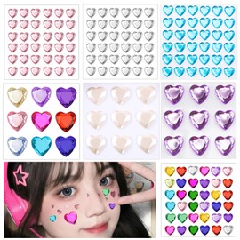 LKCCTK Glitter Rhinestone Stickers Heart Shape Face Nail Cell Phone Decoration Set of 7 Cute Face Stickers Decor Parts