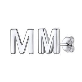 ChicSilver Letter M Stud Earrings Sterling Silver Tiny Earring Name Jewelry Delicate Initial Studs for Women