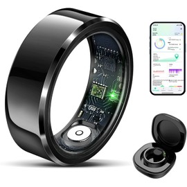Qjijolz Smart Ring for Women Men, Fitness Tracker with Heart Rate/Blood Oxygen/Blood Pressure/Sleep/Pedometer Monitor, No Subscription Fee, IP68 Waterproof Health Rings for iOS & Android
