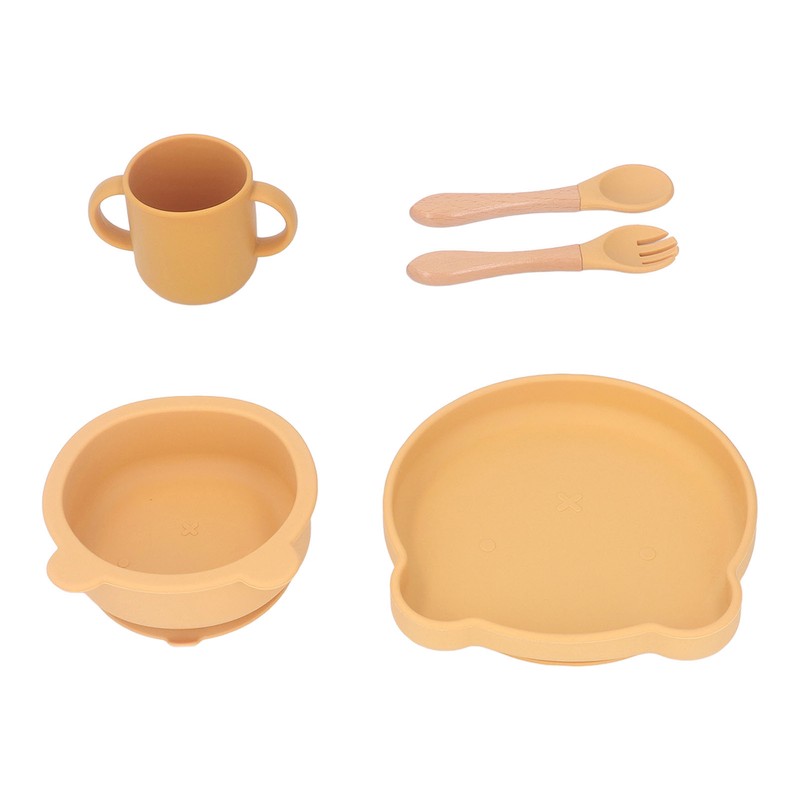 Baby Feeding Set Cute Bear Shape Soft Safe Silicone Toddler