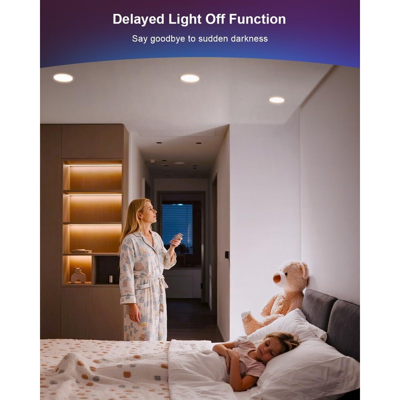 DUSKTEC Remote Control LED 6 Inch Canless Recessed Lighting RGBCW