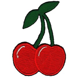 Cherry Red Iron-On or Sew On Patch for Clothes Embroidered Iron-On Patch Applique Rockabilly Patch Size 5.9 x 8.5 cm