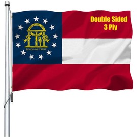 REIDFERR Georgia Flag 3x5 Outdoor Double Sided - Heavy Duty 3Ply Polyester Georgia State Flags Long Lasting 4 Rows Hemming GA Flag with 2 Brass Grommets 3 X 5 Ft