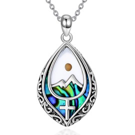AOBOCO Mustard Seed Cross Necklace 925 Sterling Silver Faith Mountain Pendant Necklace Teardrop Christian Religious Jewelry for Women (Silver)