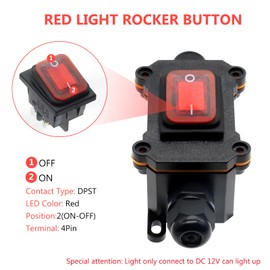 IP67 Waterproof Inline Switch Cable Switch 12 V DC 20 A DPST 4-Pin 12 V Switch Cable Switch Cord Switch On/Off Switch (Waterproof Inline)