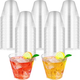 YOGHAVRS 9oz Disposable Plastic Cups for Party Fancy Plastic Glasses with Sliver Glitter Clear Cups for Wedding, Engagement, Graduation, Baby Shower(25, Sliver)