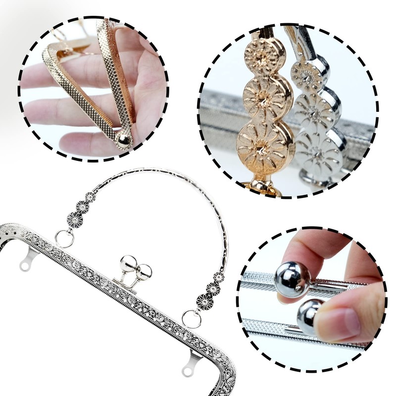 Metal Purse Frame, 2PCS Kiss Clasp Lock, Bag Clutch Frame
