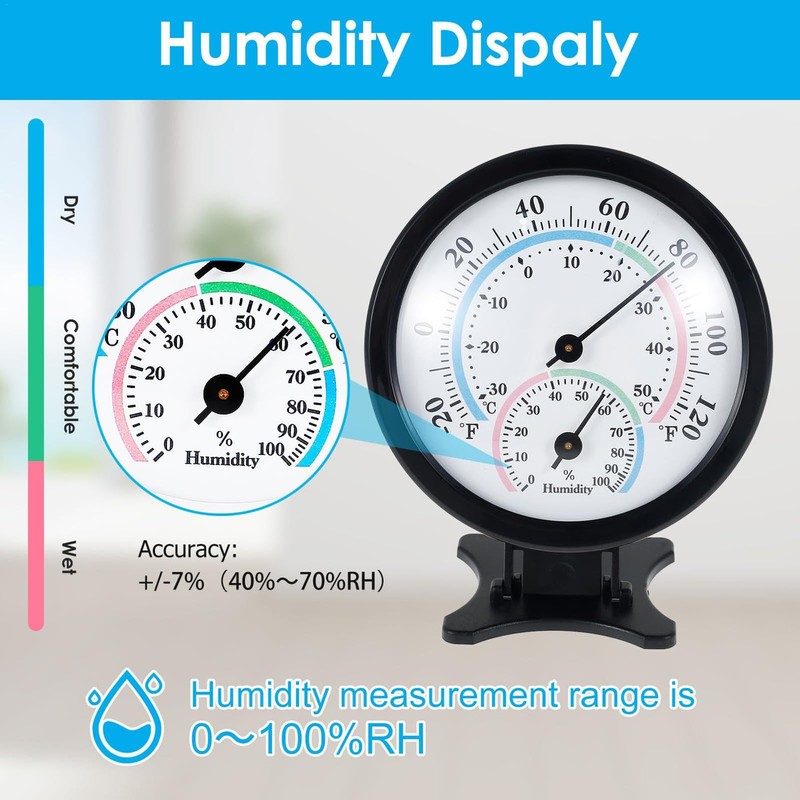 Small Thermo-Hygrometer | Temperature Humidity Mechanical Gauge 2-in-1 | Indoor