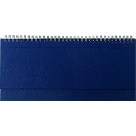 Table Landscape Calendar Balacron Blue 2024 - Office Planner 29.7 x 13.5 cm - with Register Cut - Table Calendar - Extended Back Panel - 1 Week 2 Pages
