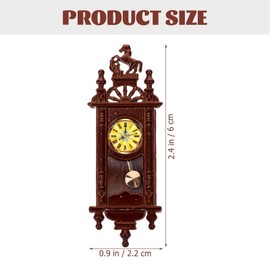 HOMSFOU Mini Wall Clock Dollhouse Accessories Vintage Style Miniature Clock Decoration Photography Props 2.36 x 0.87 x 0.39 Inches Compact Design for Dollhouse Furniture