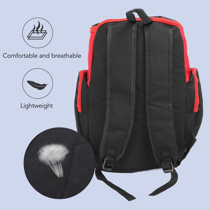 Basketball Backpack Black Red Multifunctional Large Capacity with Multiple Storage