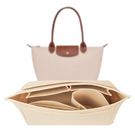 LUOJINYI Organiser for Longchamp Bag, Bag Organiser for Longchamp Bag Women, Bag Organiser, Longchamp Bag Women's Organiser, Large Capacity Handbag Insert (Beige, M)