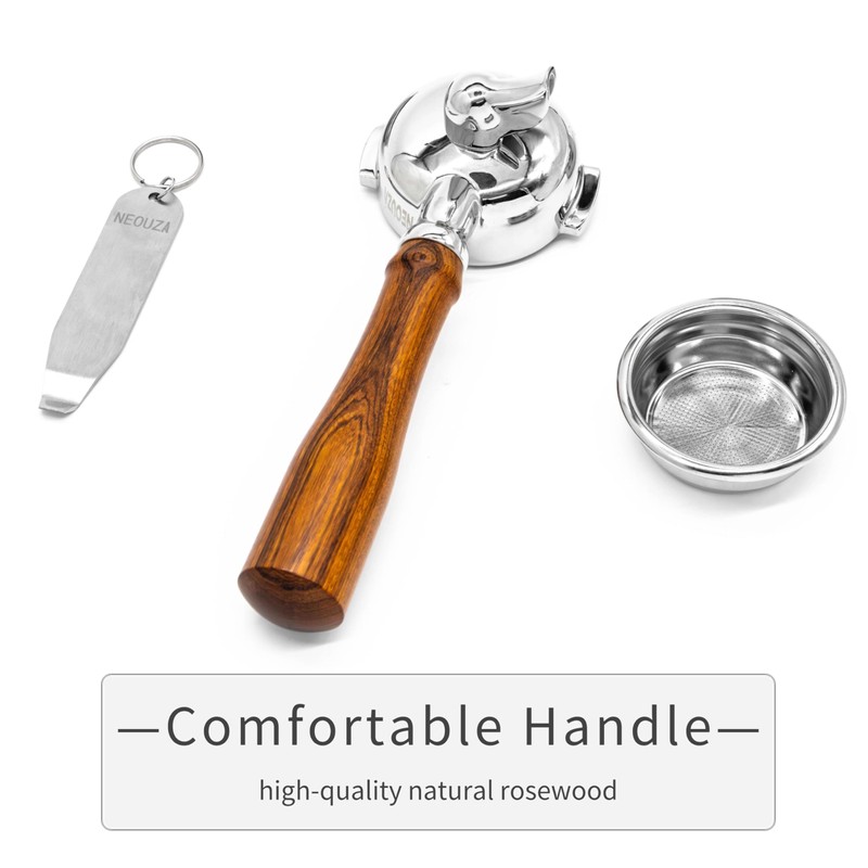 NEOUZA 58mm Espresso Portafilter Compatible with E61 Coffee Machine,Non-pressurized Basket,Single