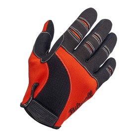 Biltwell Moto Gloves | Motorcycle Gloves | Abrasion Resistance | Breathable Fabric | Open Cuff | Orange Black | Medium