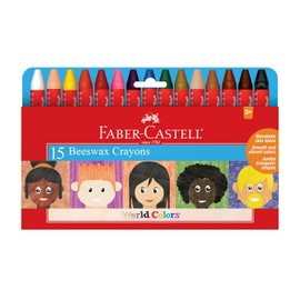 Faber-Castell World Colors - Lápices de cera de abeja (15 unidades, 9 lápices de colores tradicionales y 6 lápices de colores de piel)