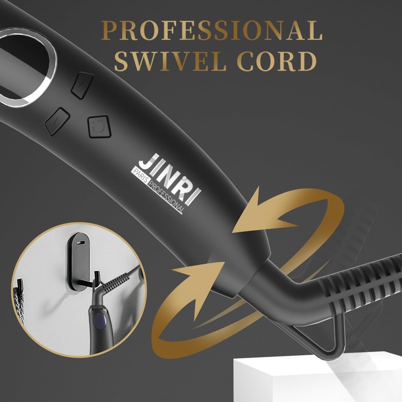 JINRI Volumizing Hair Iron, Hair Straightener Brush, Adjustable Temp, 360