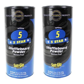 Twin Pack of Sun-Glo #5 Speed Shuffleboard Powder Wax Bundled with a Sun-Glo Shuffleboard Sweep