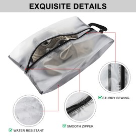ZMDMAH Pack of 2 Travel Shoe Bag, Waterproof Travel Shoe Bag, Shoe Organiser, Shoe Bag Travel for Suitcase and Backpack, TPU Mesh, Waterproof with Zip and Handle for Men and Women, gray, xxl, Modern