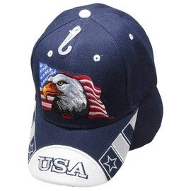 Trade Winds Waving USA American Bald Eagle White Bill Navy Blue Embroidered Cap CAP679 Hat