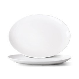 YALONG 14 Inch Large Serving Platter Set of 2, White Oval Serving Platters for Appetizers, Salad, Desserts, Fruits， Serving plates for Restaurant, Party and Wedding