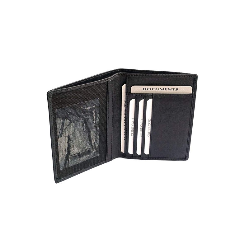 ID Card Holder, Black + note and coin compartment, Elegant