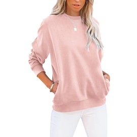 TICTICMIMI Women's Casual Long Sleeve Color Block/Solid Tops Crewneck Sweatshirts Cute Loose Fit Pullover with Pockets