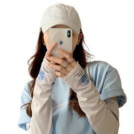 Laisve Women's Cooling Arm Cover, UV Protection, Sun Protection, Arm Sleeve, UPF50+, UV Protection, Loose, Covers Back of Hand, Arm Cover, Sun Protection, Finger Holes, Sun Protection, Sweat Absorbent, Quick Drying, Breathable, Loose, Summer
