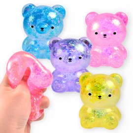 Vbestlife 5 Bolas Antiestrés de Oso, Bolas Elásticas Suaves de Rebote Lento TPR para Aliviar el Estrés, con Forma de Oso Lindo para Decoración del Hogar de Oficina