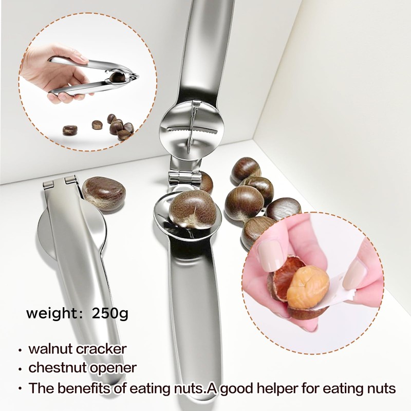 MmmLucipor Nutcracker Chestnut Clip, High-Quality Nut Cracker, Multifunctional Chestnut Tongs,