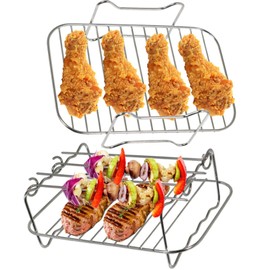 SPARES2GO Grill Shelf Racks compatible with Instant Vortex Plus 7.6L Air Fryer (+ 4 Skewers)