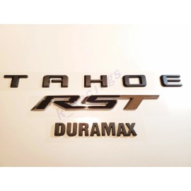 GM Auto 3PCS KIT Matte Black Rear Tahoe Duramax Chrome Black RST Emblem For 2021+ Tahoe