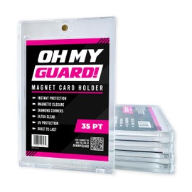 5 Pack - Clear Magnetic Snap Card Holders (35PT with Penny Sleeve) for Sport and Hobby Collector Cards.