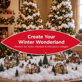 Christmas Fake Snow Decor Artificial Snow Decoration, 170g/6oz Fluffy White Faux Snow Fiber for Christmas Village Displays, Mantel, Window, Tabletop Decor, Winter DIY Crafts
