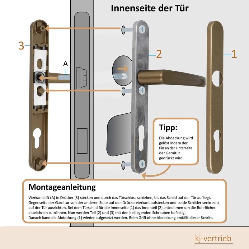 kj-vertrieb Premium Handle Set DHS 92 mm - Plate Width