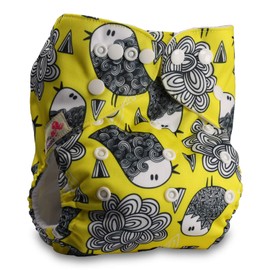 Littles & Bloomz, Reusable Pocket Cloth Nappy, Fastener: Popper, Set of 1, Pattern 53, with 1 Microfibre Insert