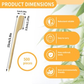 500Pcs 5.9 Inch Assorted Bamboo Steak Markers, Wood Bamboo Skewers, Steak Temperature Sticks Meat Marker Sticks for BBQ, Kitchen,Snacks