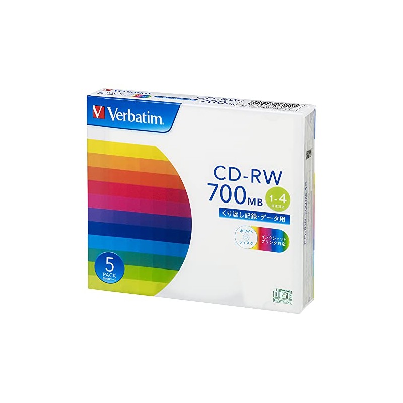 Verbatim Japan SW80QP5V1 CD-RW 700MB 5 Sheets White Printer 1-4X