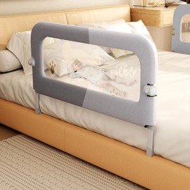 Abdtech Bed Guard Rail for Toddlers - 47 inches Lift Foldable Toddler Bed Rails for Kids - Safety Baby Bed Rail Guard with Reinforced - Great Fit for Kids Twin Double, Full Size, Queen, King Size