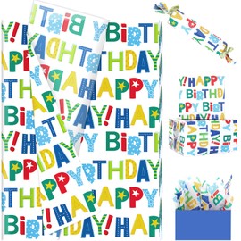 20 Sheets Happy Birthday Tissue Paper, 20x14in Colorful Happy Birthday Lettering Festival Gift Wrap Paper for Baby Shower, Birthday Celebration Party Decor Gift Bag Fillers