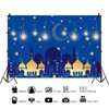 ZJRBJB Eid Mubarak Backdrop Muslim Arabian Night Photography Backdrops Blue
