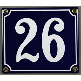 Buddel Bini Weatherproof 12 Blue Enamel House 26 x 14 CM; Available immediately Enamel House Number
