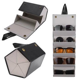 JUMRHFAN Sunglasses Organiser Travel Glasses Case Foldable Multiple Pairs Glasses Storage Box Hanging Glasses Holder Black, black