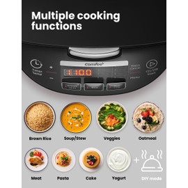 COMFEE' Rice Cooker, Japanese Large Rice Cooker with Fuzzy Logic Technology, 11 Presets, 10 Cup Uncooked/20 Cup Cooked, Auto Keep Warm, 24-Hr Delay Timer