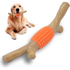 SCHITEC - Juguete masticable para perros para masticadores agresivos, nailon y goma resistente con sabor a tocino real para raza grande y mediana