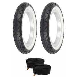 PRO+ PAIR OF WHITEWALL PRO+ TIRES W/ TUBES IN 12-1/2 X 2-1/4 CITY CAVALIER TREAD