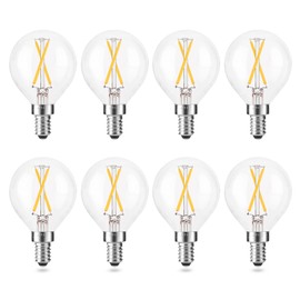 AIELIT E12 LED Light Bulbs 25-Watt Equivalent (Dimmable), Warm White 2700K, 2W Vintage Clear G15/G50 Globe LED Bulb for Beside Lamp Ceiling Fan Pendant Lights Chandelier Fixture, 200 lm, 8 Pack