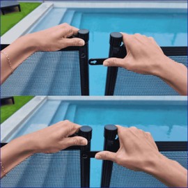 ALLSAFE Pool Fence - Quick Lock Latch - Replaces Outdated Hook & Eye Style Latches – Durable Aluminum Pool Fence Lock Connector | DIY Pool Fence Easy Installation & Fits Most Mesh Safety Fences