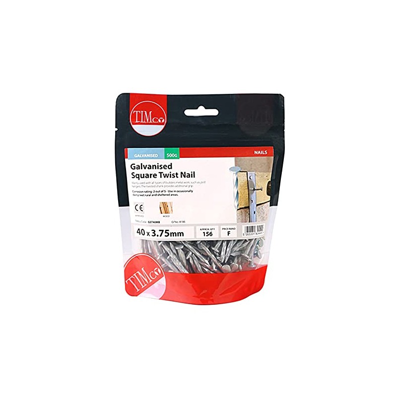 TIMCO GST40MB Galvanized Square Twist Nail 40 x 3.75-0.5kg Bag