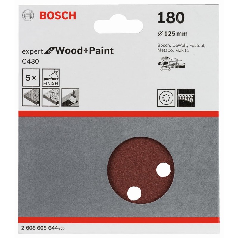 Bosch Klett 5 x Schleifpapier Exzenterschleifer 125 mm Red Wood