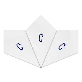 Warwick & Vance 3 Pack Of Mens/Gentlemens White Satin Bordered Handkerchiefs With Blue Embroidered Initials, Letter C